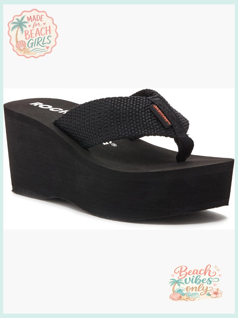 Platform Flip Flop Sandals - Comfort Foam, Woven Synthetic, Lightweight